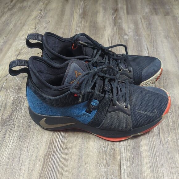 Nike Men's PG 2 Home AJ2039-400 Black Blue Basketball Shoes Sneakers Size 8 - Picture 2 of 13